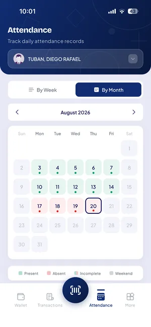Attendance calendar