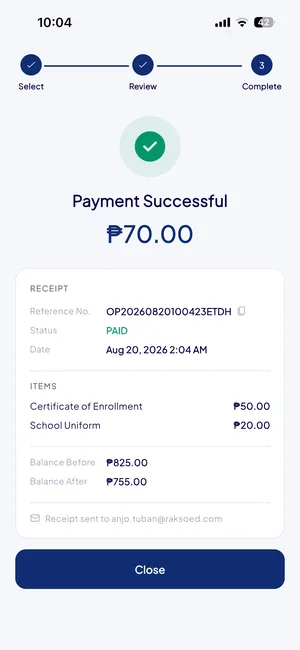 Payment receipt
